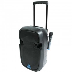 Cassa QLS-12 Traveler trolley a batteria con 2 radiomicrofoni,Radio, Bluetooth, USB e Telecomando OQAN