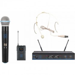 Radiomicrofono doppio con Archetto e gelato UHF in dual channel QWM-3 Combo
