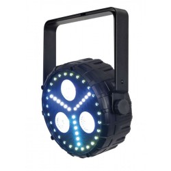 Showtec ClubPar Dizzy 3/8 3 LED 4-in-1 RGB+UV da 8W e 18 LED RGB da 0.5W con telecomando