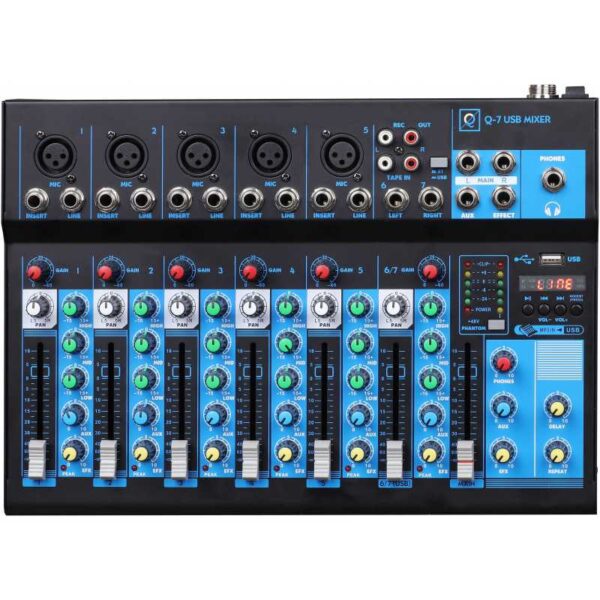 Mixer Q7 mk2 7 canali con Usb/bluetooth/mp3 player OQAN